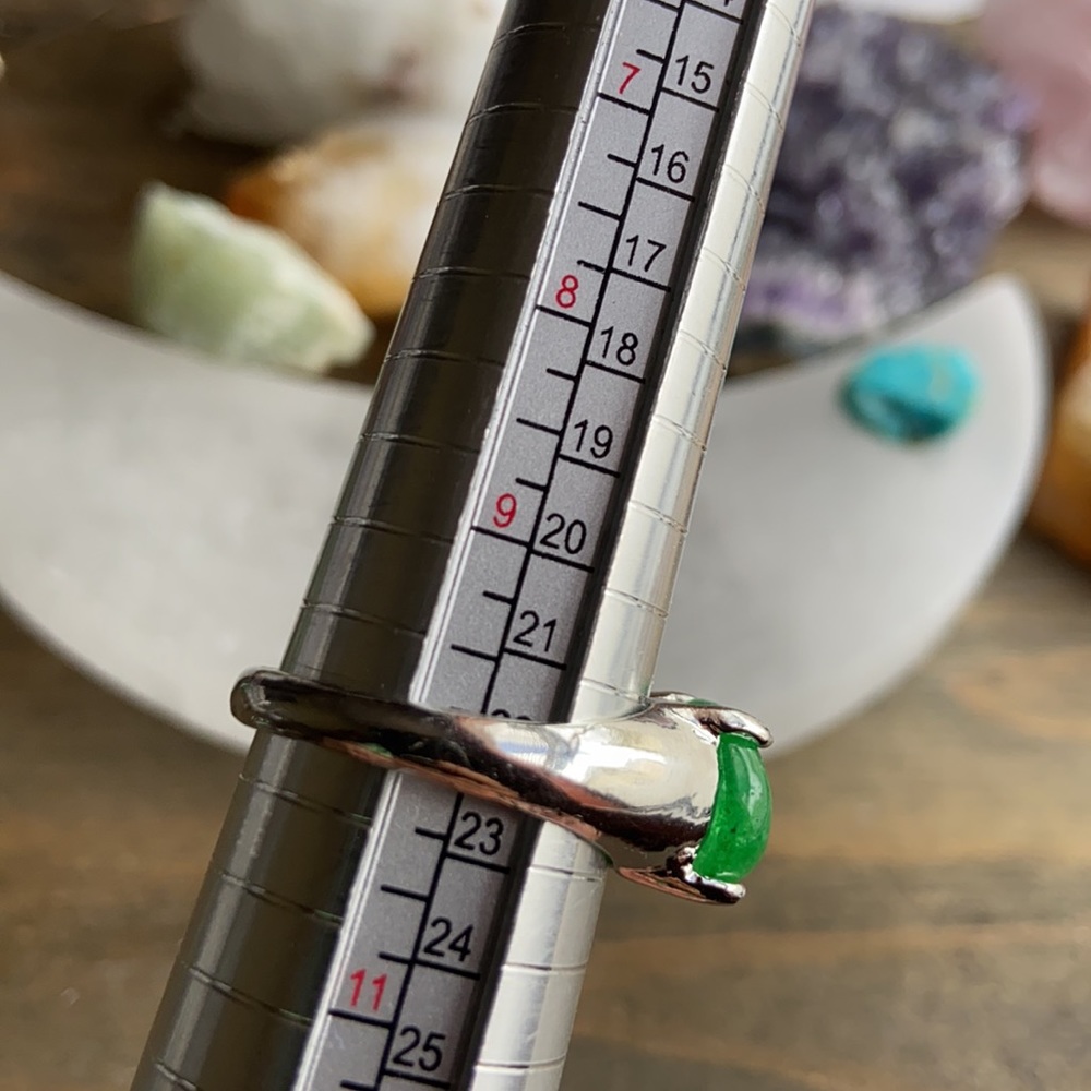 OVAL SILVER IMPERIAL JADE RING BOHO - Picture 6 of 6